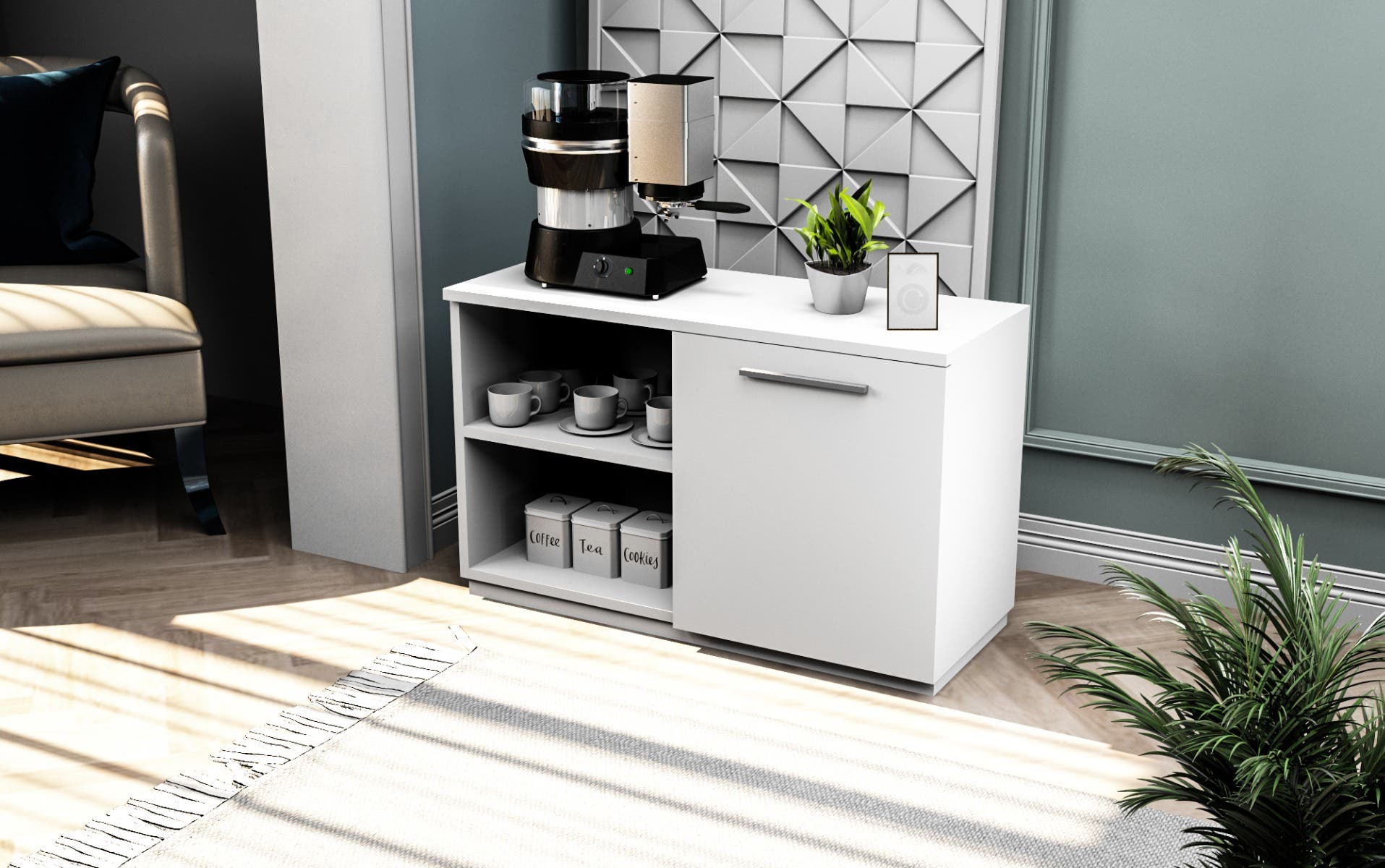 MDF Wood Coffee Table, 80x30x70 cm - White
