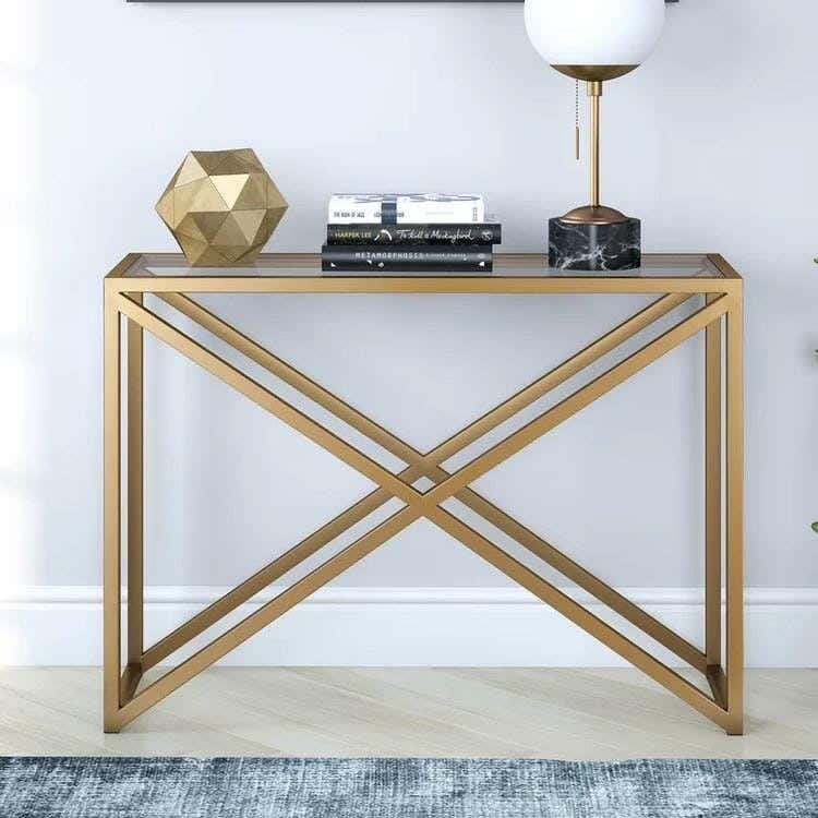 Metal Console Table, Electrostatic Paint, 100 × 40 × 90 cm - Gold