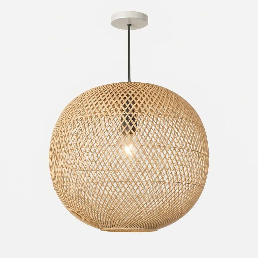 Boho ceiling chandelier, bamboo, 60x60 cm - beige