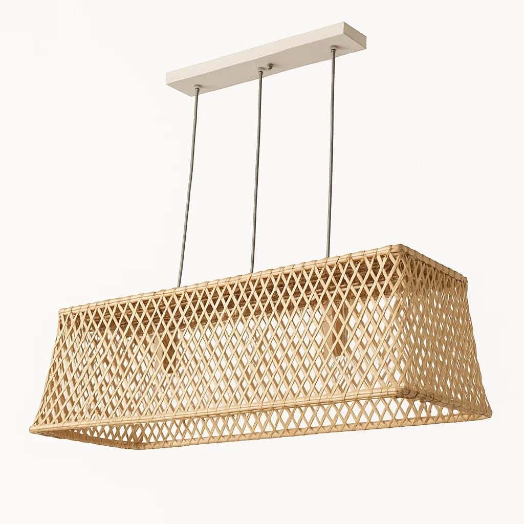Boho ceiling chandelier, bamboo, 25x80 cm - beige