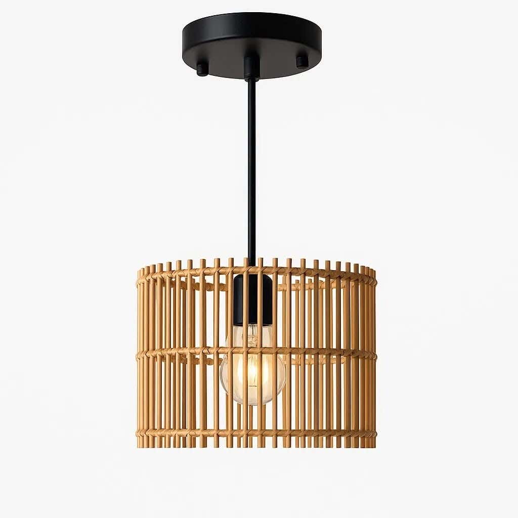 Boho Ceiling Chandelier, Bamboo, 20x20 cm - Beige