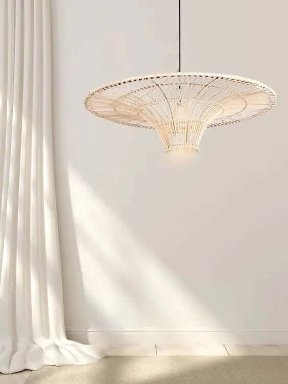 Boho ceiling chandelier, bamboo, 100x30 cm - beige