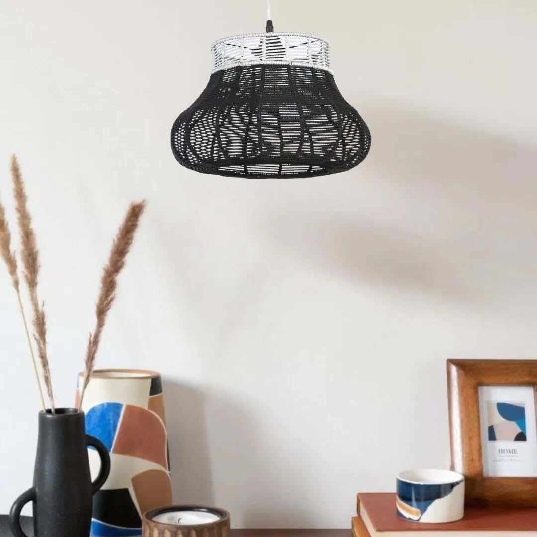 Boho ceiling chandelier, 35x40 cm - black