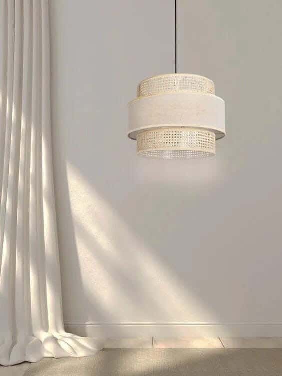 Ceiling chandelier, rattan, 40x40 cm - beige