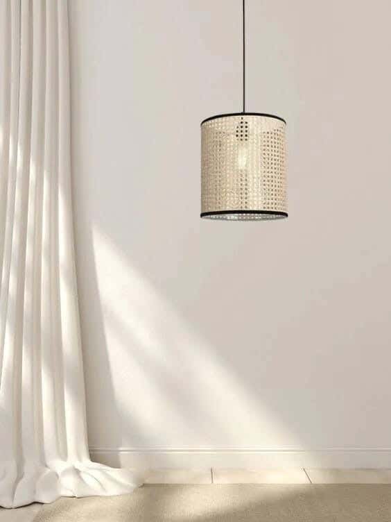 Ceiling chandelier, rattan, 45x25 cm - beige