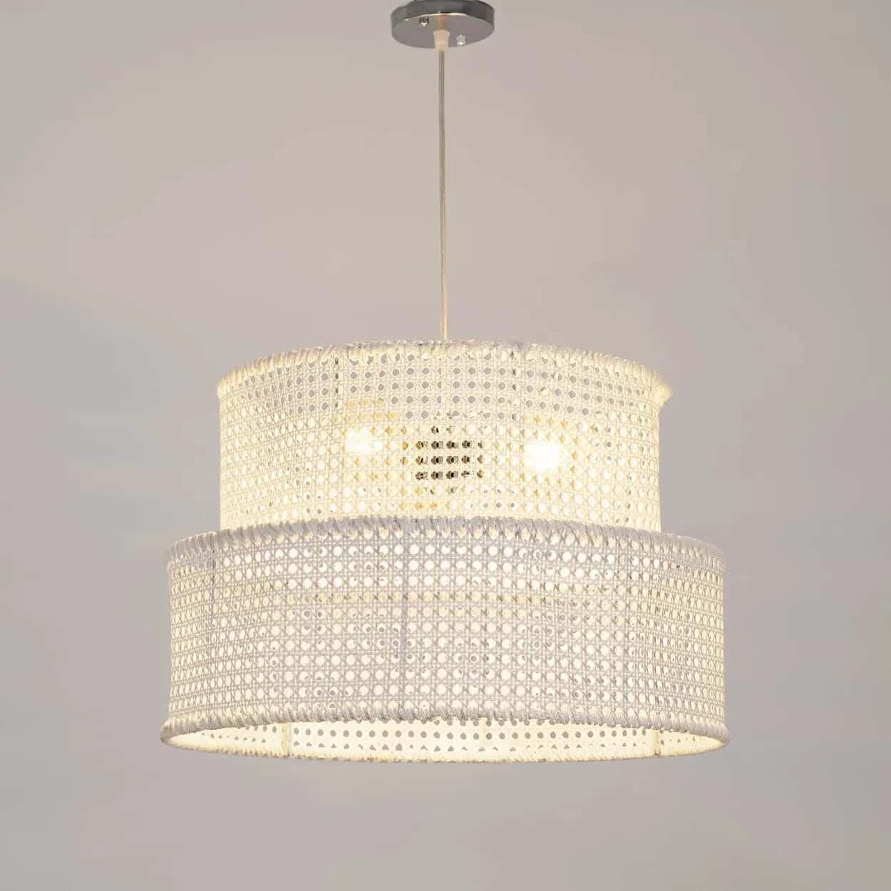 Ceiling chandelier, rattan, 50x30 cm - beige