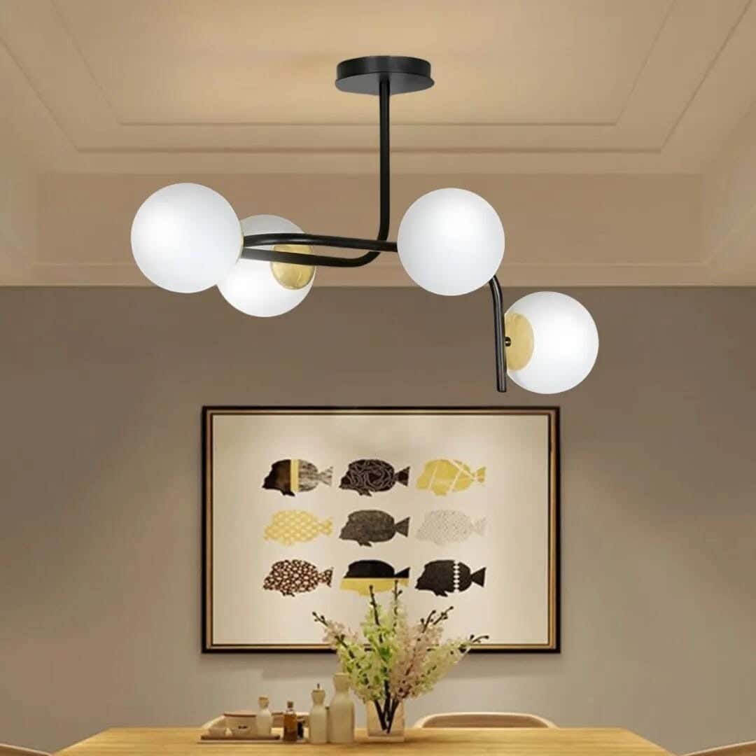 Globi ceiling chandelier, metal, 75x15 cm - black
