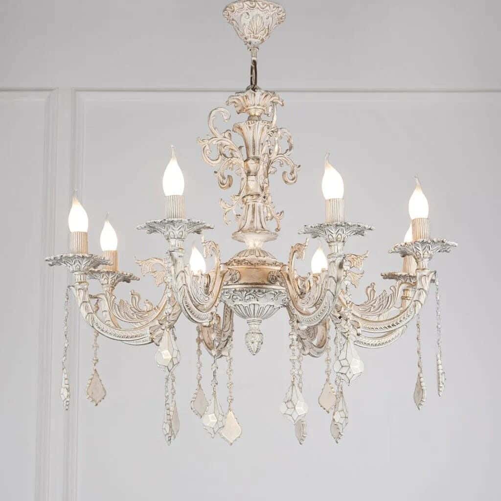 Classic ceiling chandelier, 75x70 cm - White