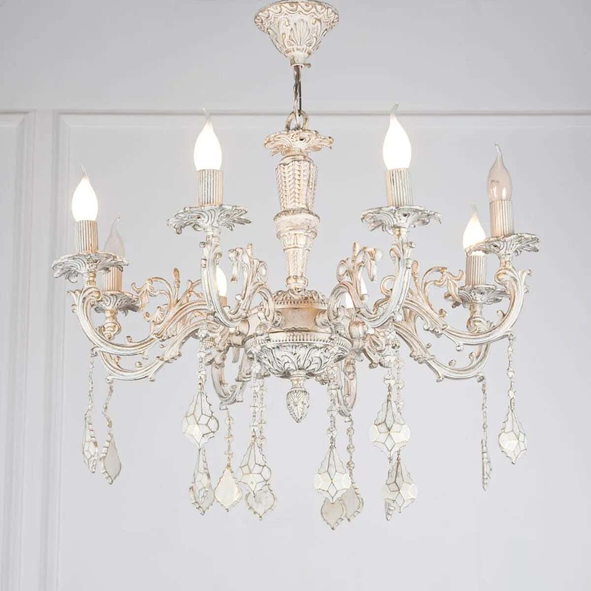 Classic ceiling chandelier, 75x70 cm - White
