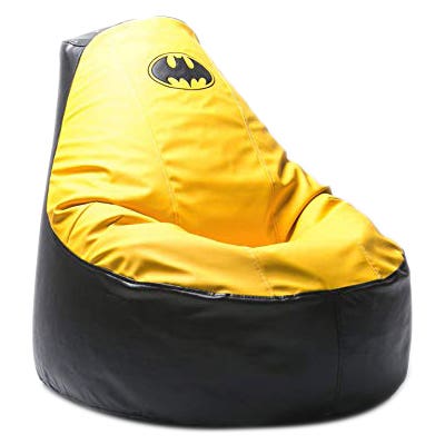 Leather Bean Bag, 90×90×95 cm - Black Yellow