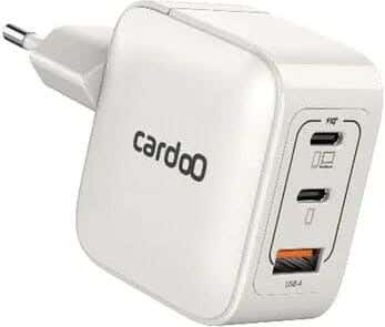 Cardo Wall Charger, 65W, GaN, 2 Type-C and USB-A Ports, 3 Ports - White