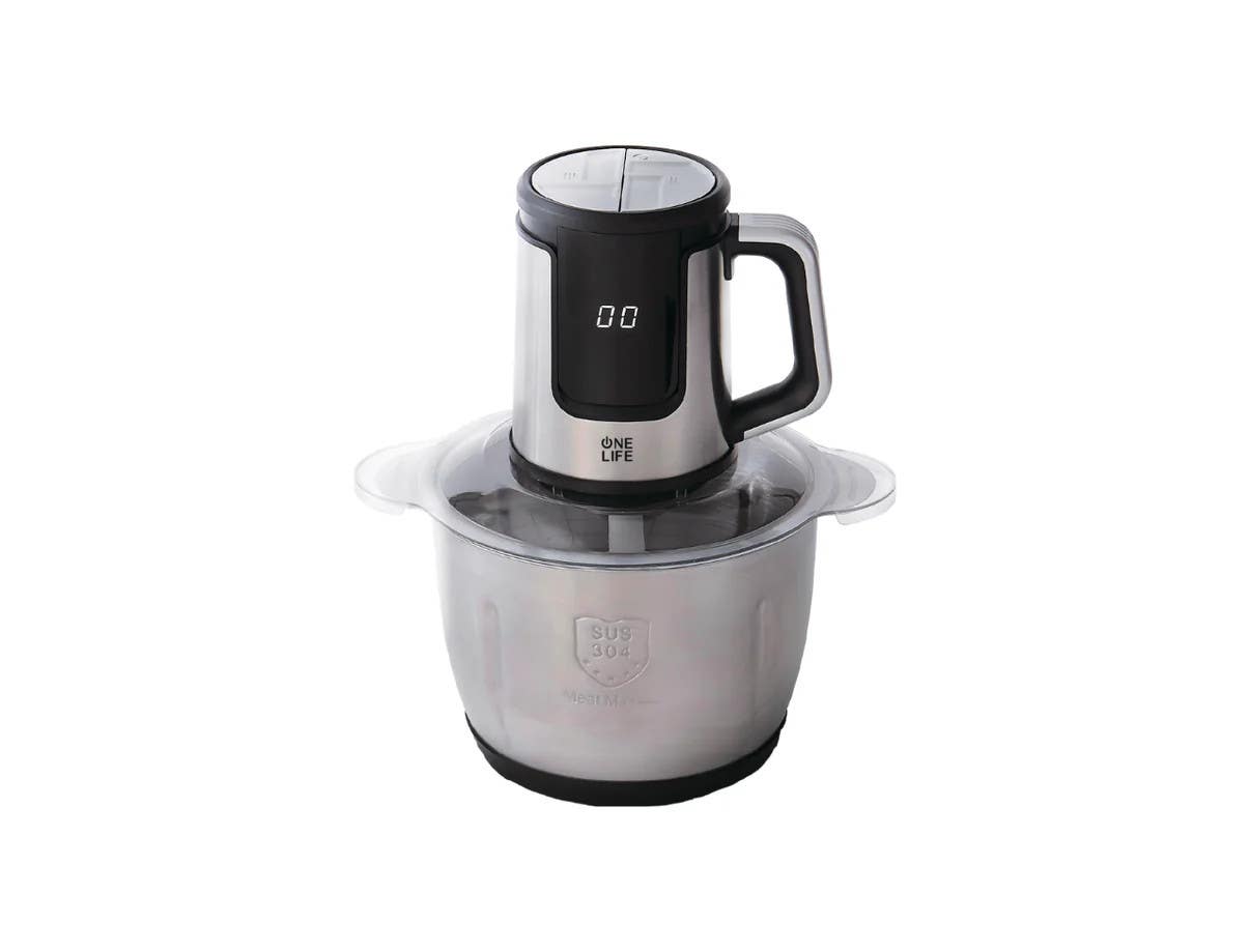 One Life CH703DS Kibbeh Maker, Digital, 700 Watts, 3 Liters, 6 Blades - Silver Black