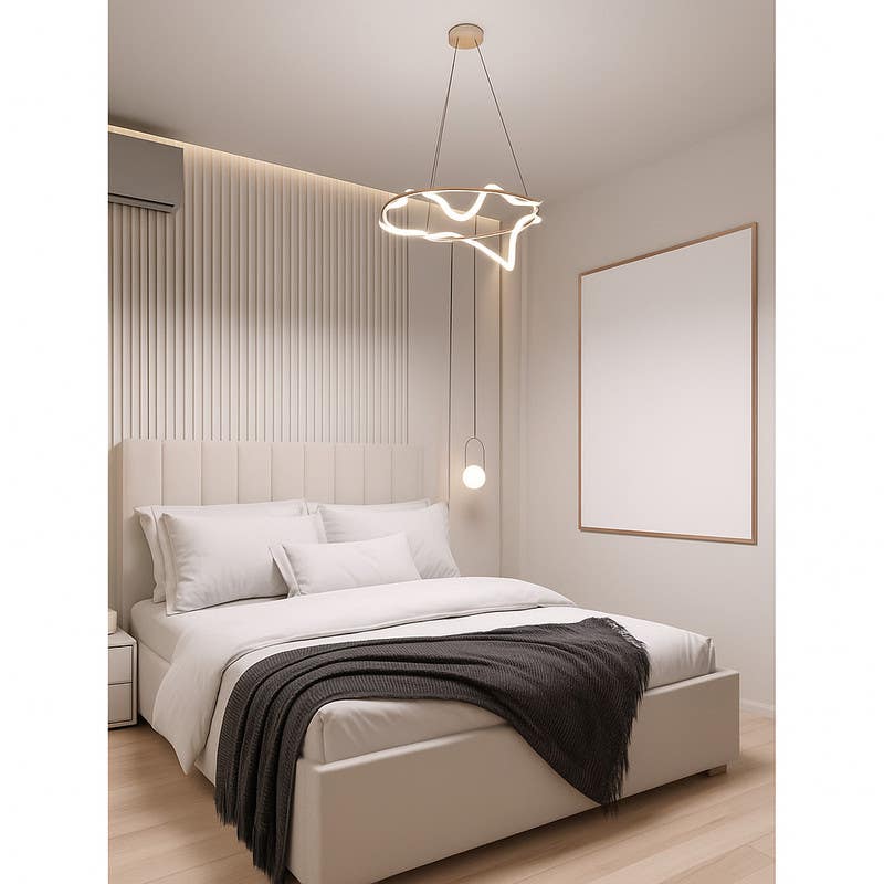 Wood Bed, Velvet Fabric, 200×120×123 Cm - Off White