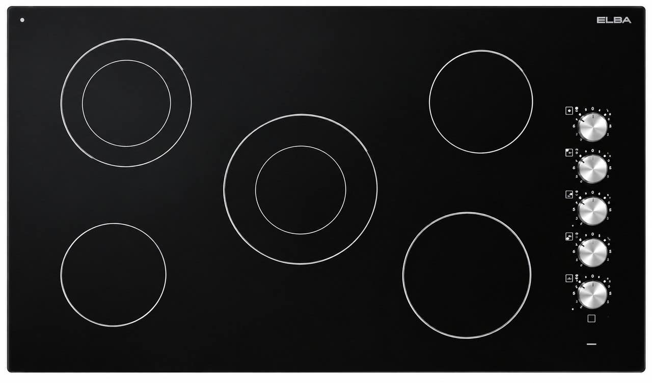 Elba Built-in Hob, 5 Electric Burners, 90cm, Ceramic Surface, EVC915SK - Black