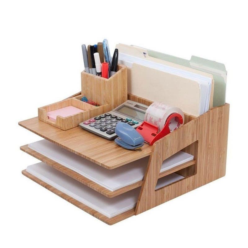 MDF Wood Desk Organizer 35x35x20 cm - Wooden