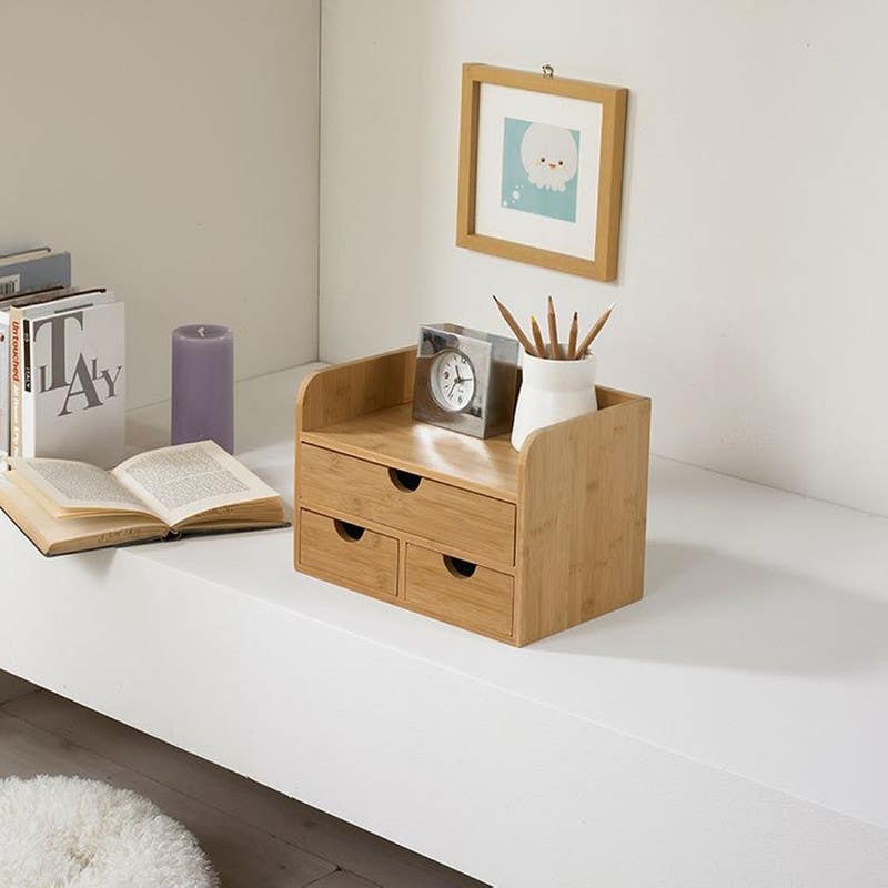 MDF Wood Desk Organizer 22x20x20 cm - Wooden
