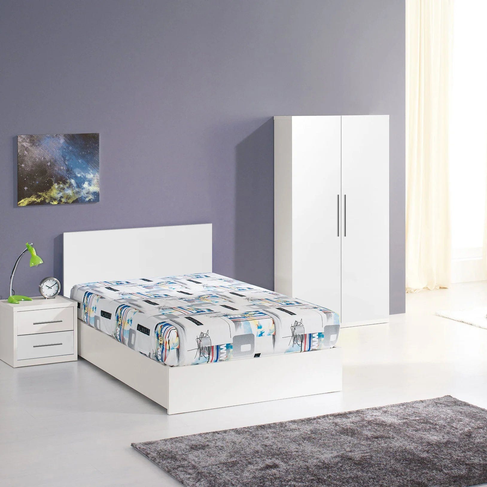 Modern Children'S Bedroom, MDF Wood, 3 Pieces - White