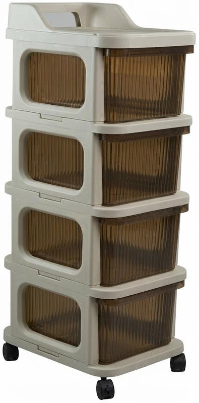 Turbo Kitchen Organizer, 86×30×38 cm, 4 Shelves, Plastic - Beige