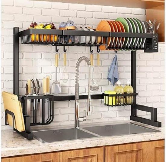 Sink Rack, 52×32×85 cm, Metal - Black