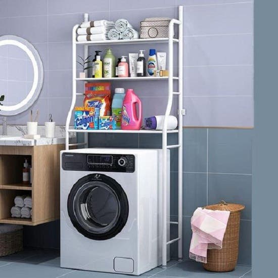 Bathroom Organizer Stand, 168×68×26 cm, Metal - White