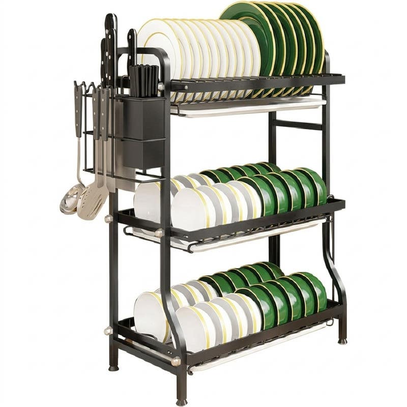 Grand Metal Dish Rack, 3 Tiers, 42x23.5x61 cm - Black