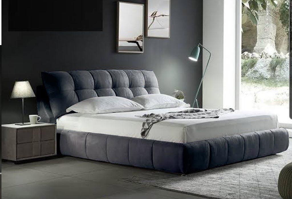Beech Wood And MDF Wood Bed, 195×120 cm - Grey