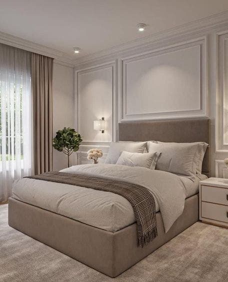 Beech Wood And MDF Wood Bed, 195×120 cm - Beige