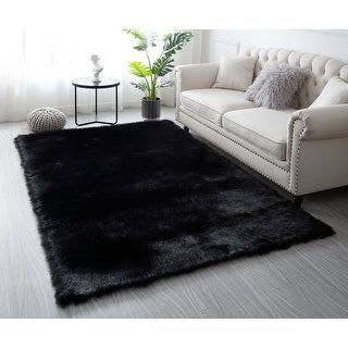 Fur Square Carpet, 150×100 cm - Black