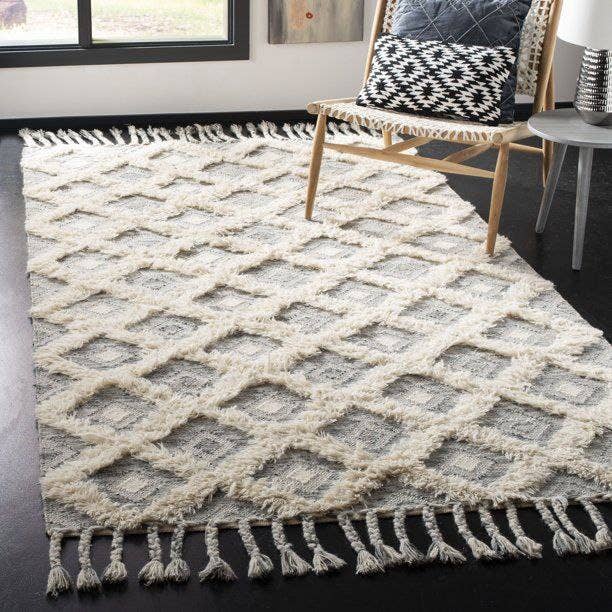 Hand Made Kilim Carpet, 150×100 cm - Off White Grey
