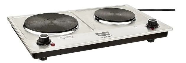 Fresh Stainless Steel Electric Hob, 2 Burners, 2500 Watt - Silver