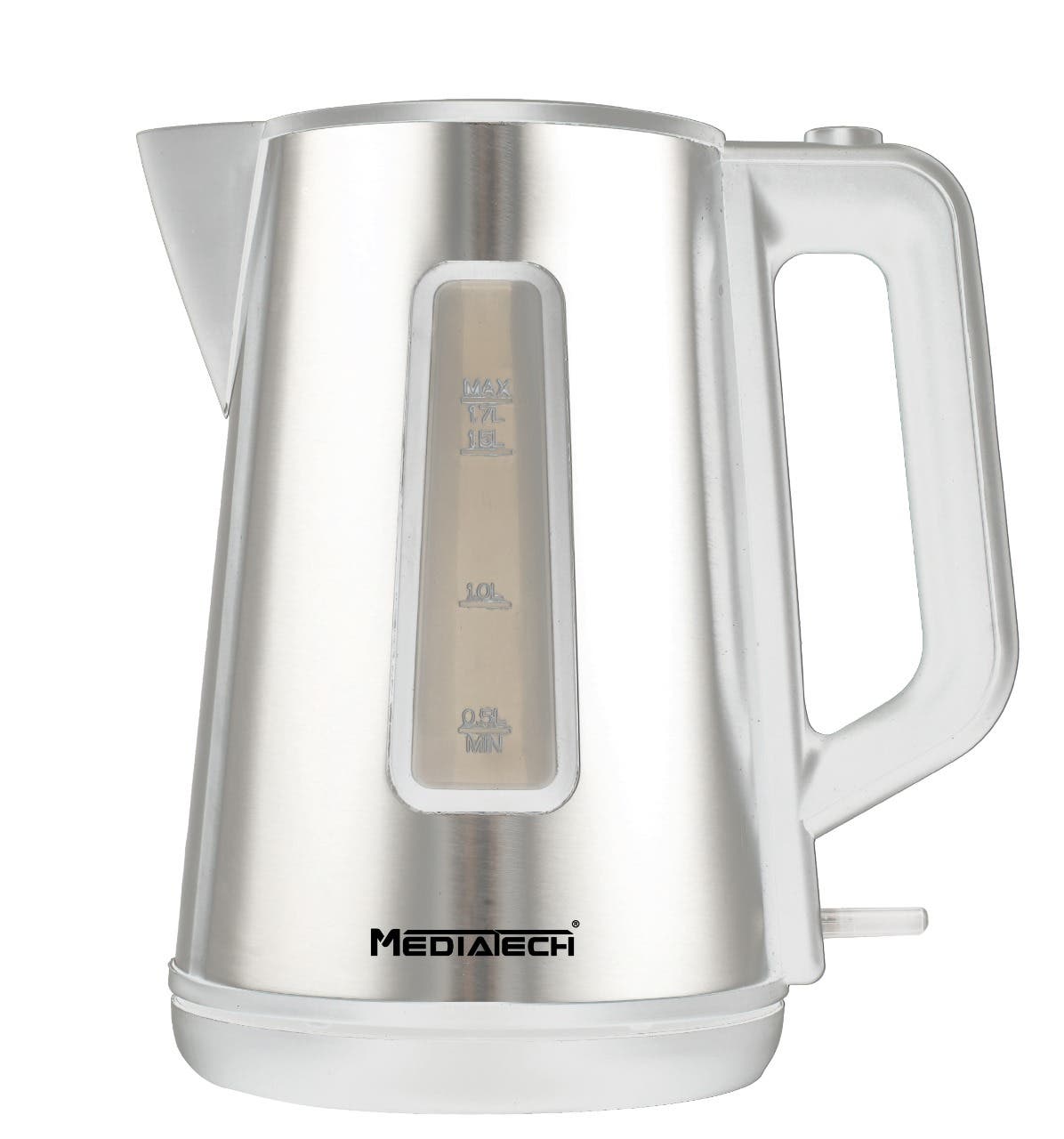 Media Tech MT-K130 Electric Kettle, 1.7 Liter, 2200 Watt - Silver