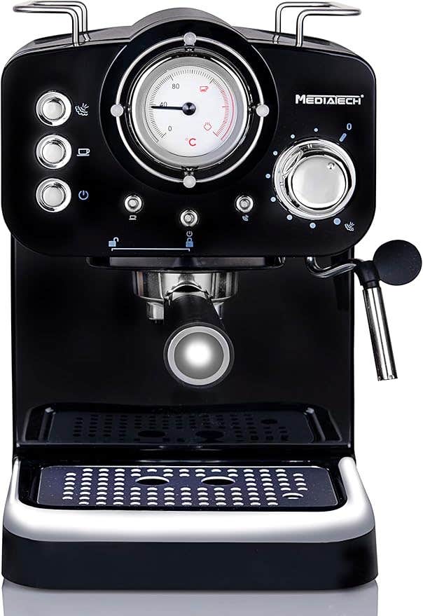 Mediatech MT-CM301 Espresso Coffee Machine, 1100 Watt, 1.2L - Black
