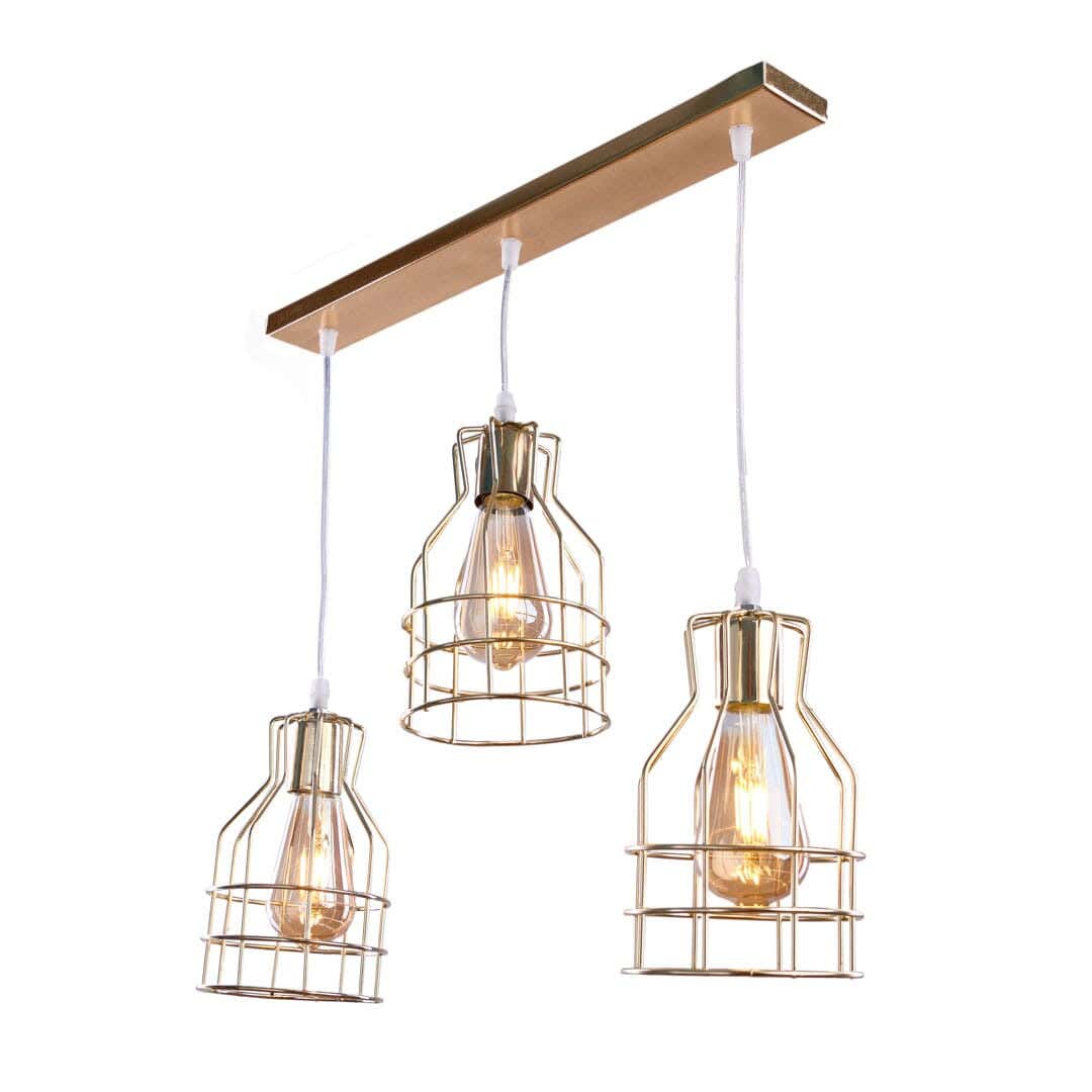 Aluminium Modern Chandelier, 30×25 Cm, 3 Lamp - Gold