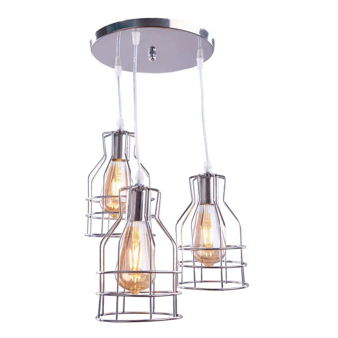 Aluminium Modern Chandelier, 25×25 Cm, 3 Lamp - Silver