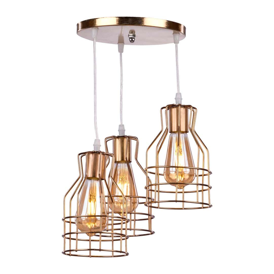 Aluminium Modern Chandelier, 25×25 Cm, 3 Lamp - Gold