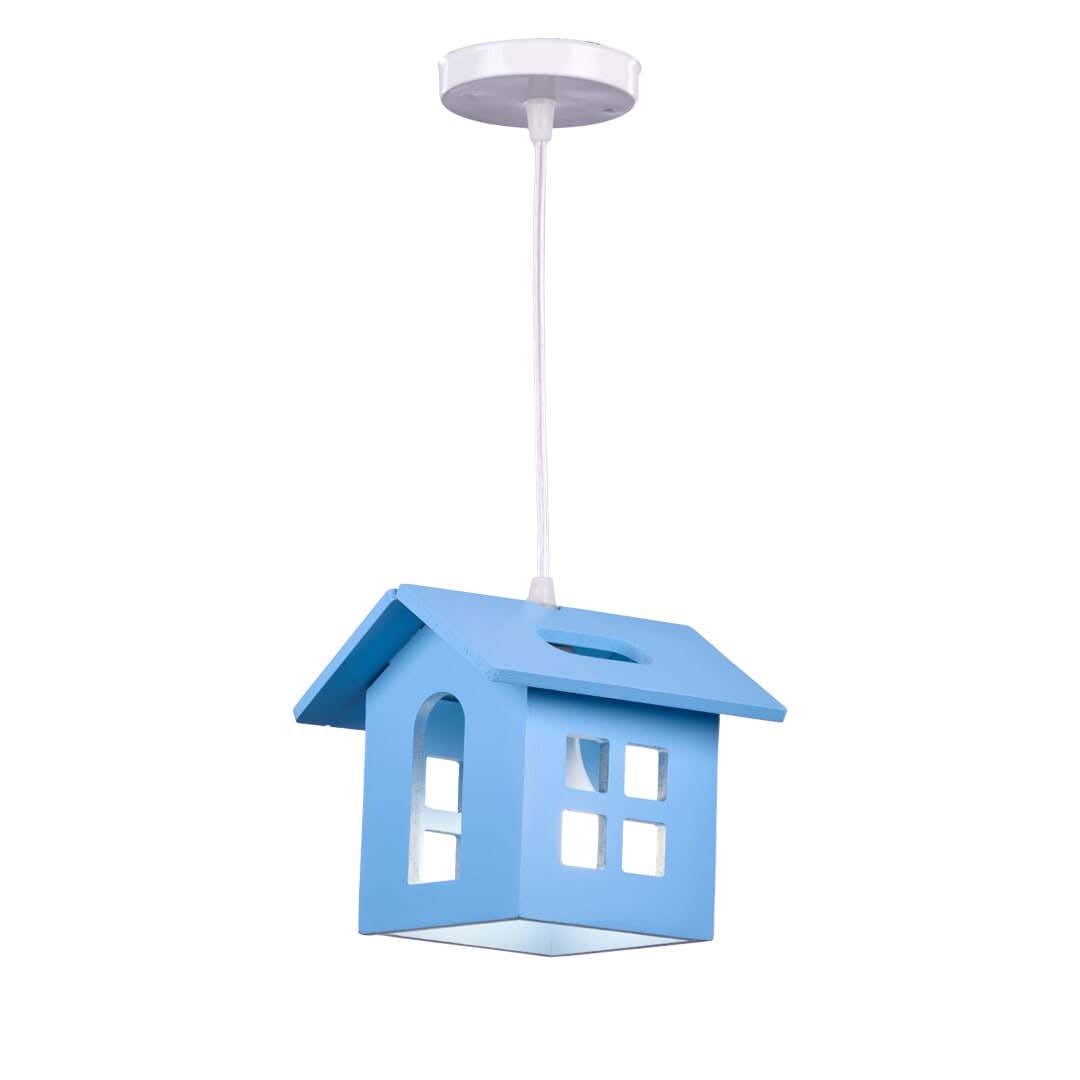 Wood Modern Chandelier, 15×15 Cm,1 Lamp - Light Blue