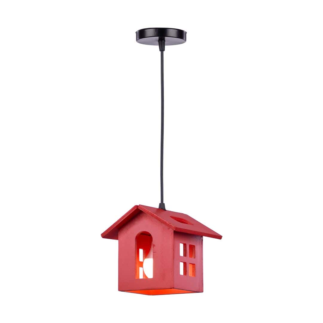 Wood Modern Chandelier, 15×15 Cm,1 Lamp - Red