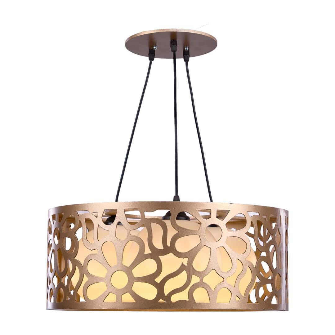 Wood Modern Chandelier, 20×50 Cm, 3 Lamp - Champagne