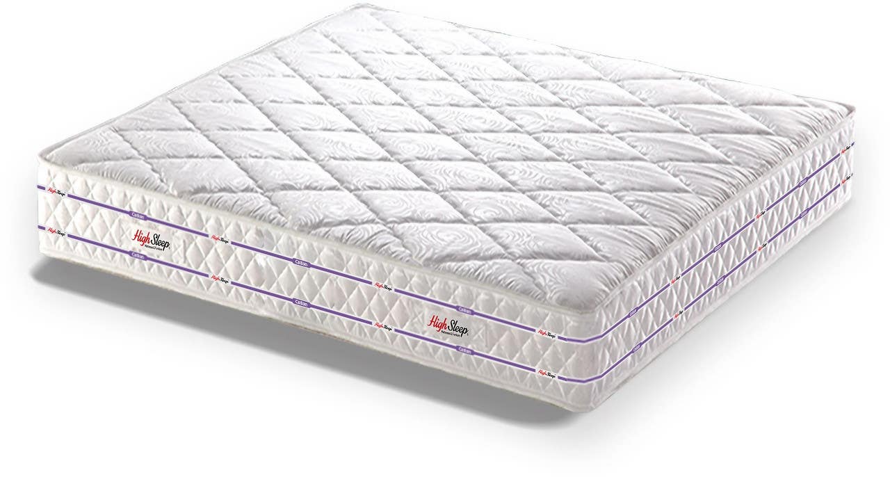 Jacquard High Sleep Mattress, Connected Springs, 195 cm Length, 26 cm Height - White