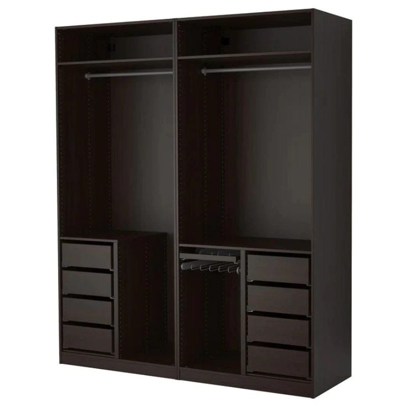 Mdf Wardrobe, 200X220X50 Cm - Dark Brown
