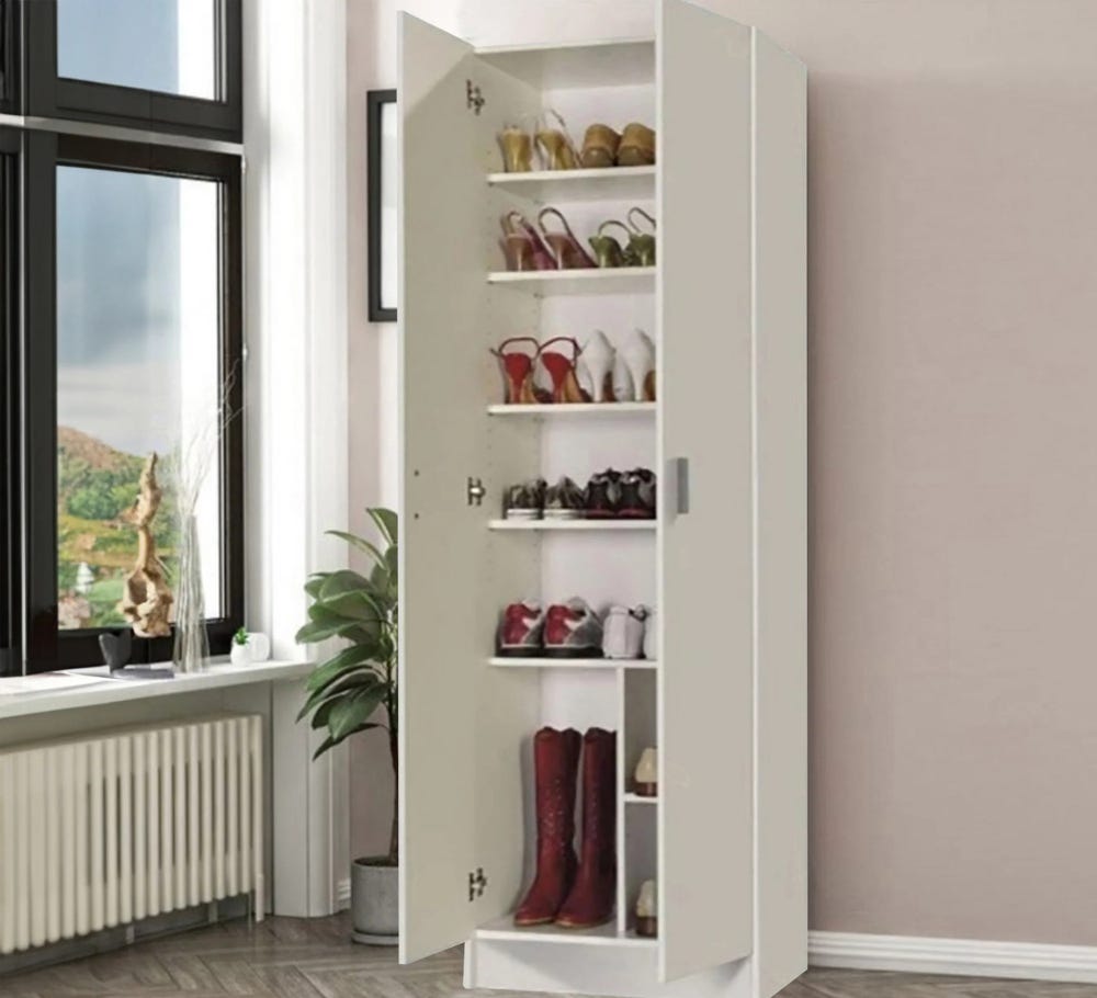 Mdf Wood Shoe Rack, 200 × 40 × 60 Cm - White