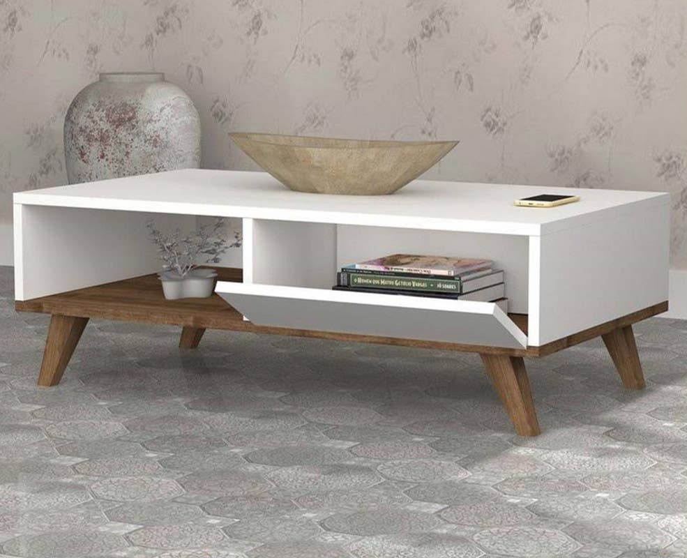 MDF Wood Center Table, 120x60x40 cm - White