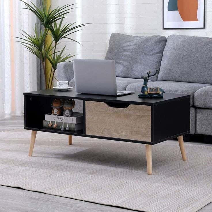 Thai MDF Wood . Center Table, 40x50x100 cm - Black Wooden