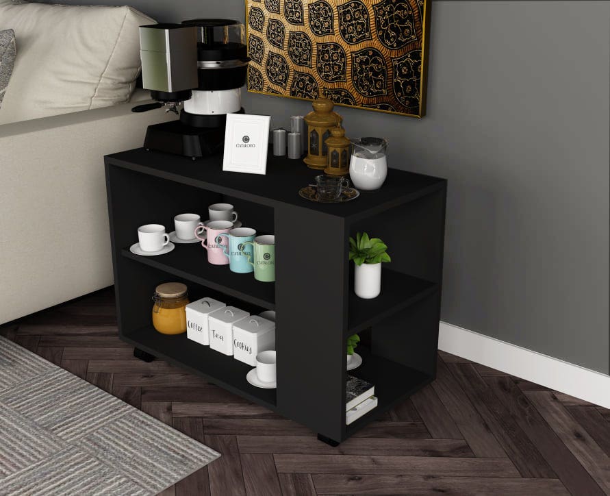 MDF Wood Coffee Table, 80x30x60 cm - Black
