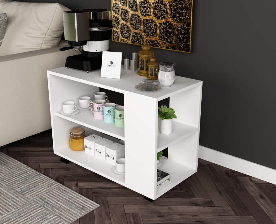 MDF Wood Coffee Table, 80x30x60 cm - White
