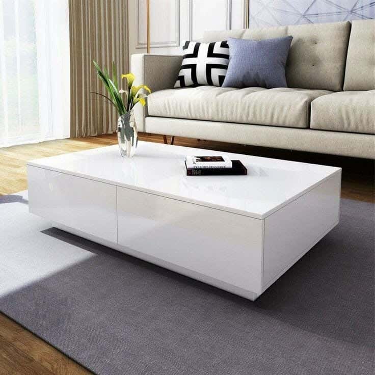 Thai MDF Wood . Center Table, 40x50x100 cm - White