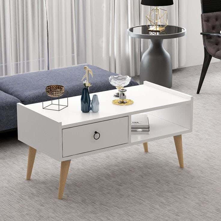 Thai MDF Wood . Center Table, 40x50x100 cm - White