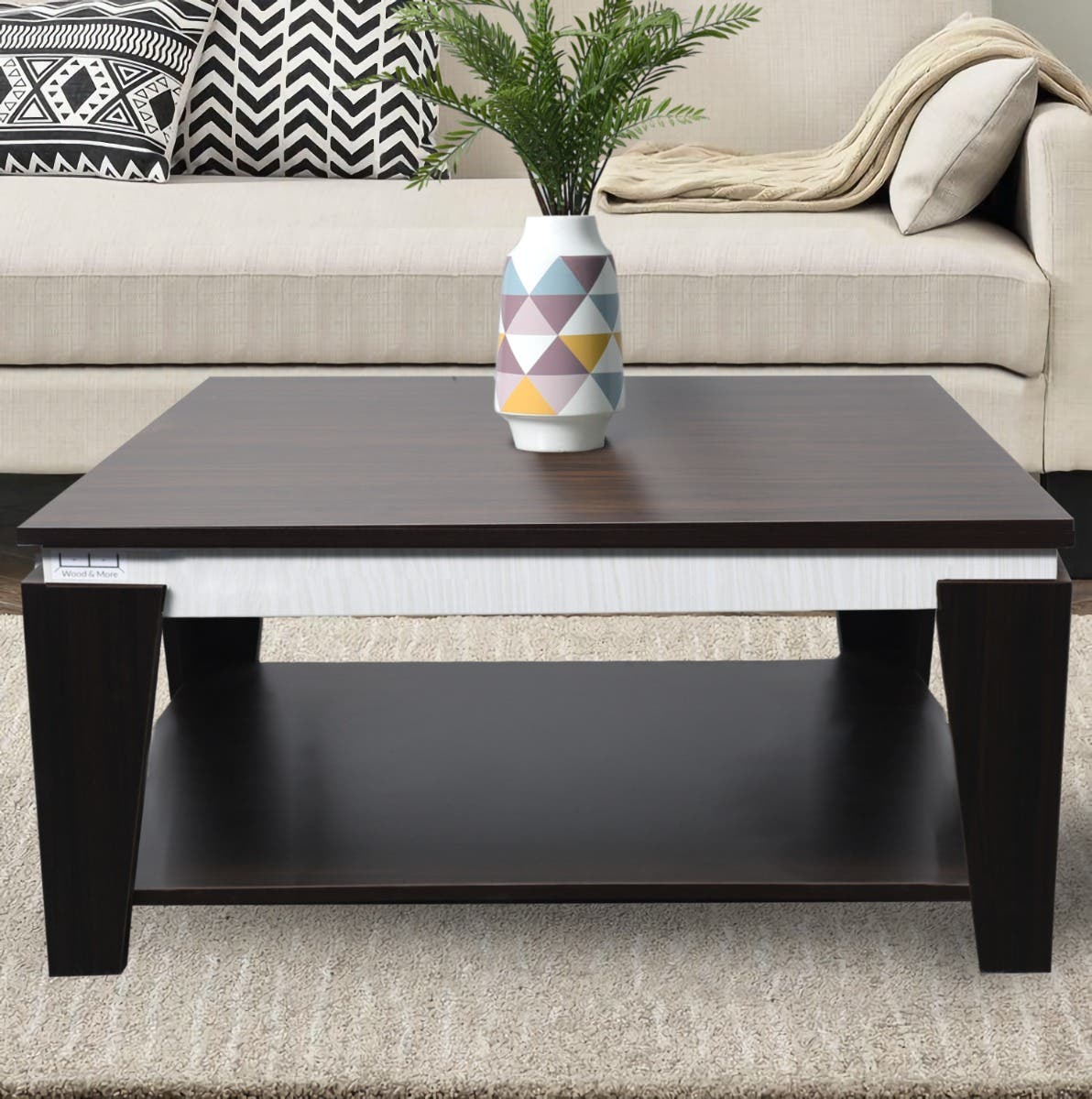 Mdf Center Table, 103 X 60 X 45 Cm - Dark Brown White