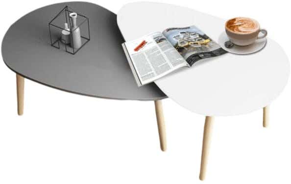 Beech wood Cetner Table Set, 2 pieces - White Grey