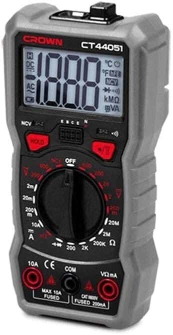 Crown CT44051 Digital Multimeter, 600 Volts, 10 Amps - Grey Black